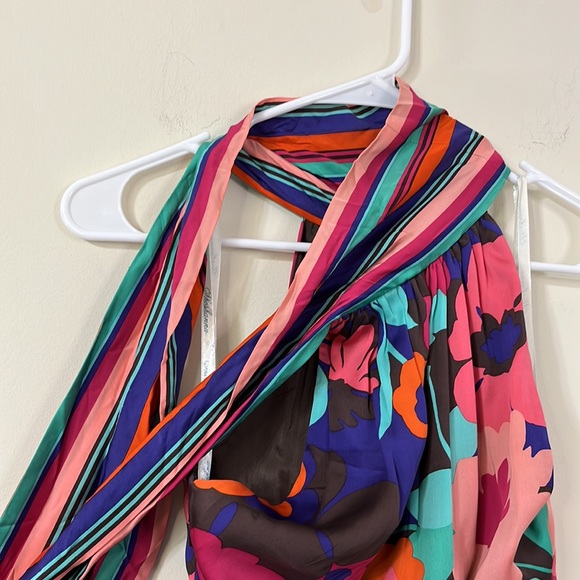 Shoshanna Floral Print Halter Top Neck Tie Dress - Picture 6 of 9